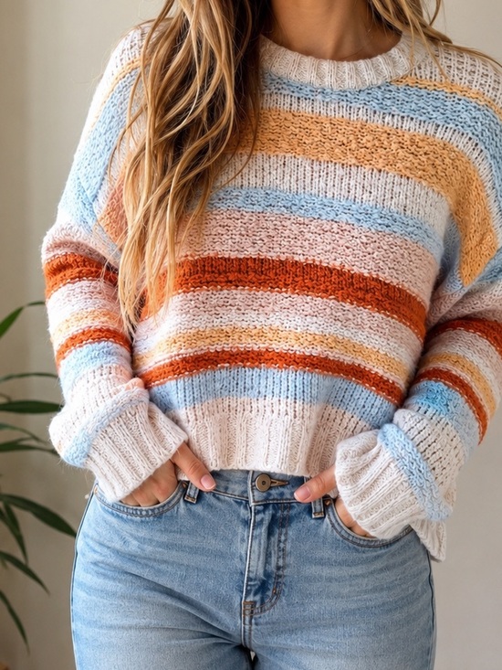 American Eagle Outfitters Sweaters - American Eagle Striped Crewneck Sweater